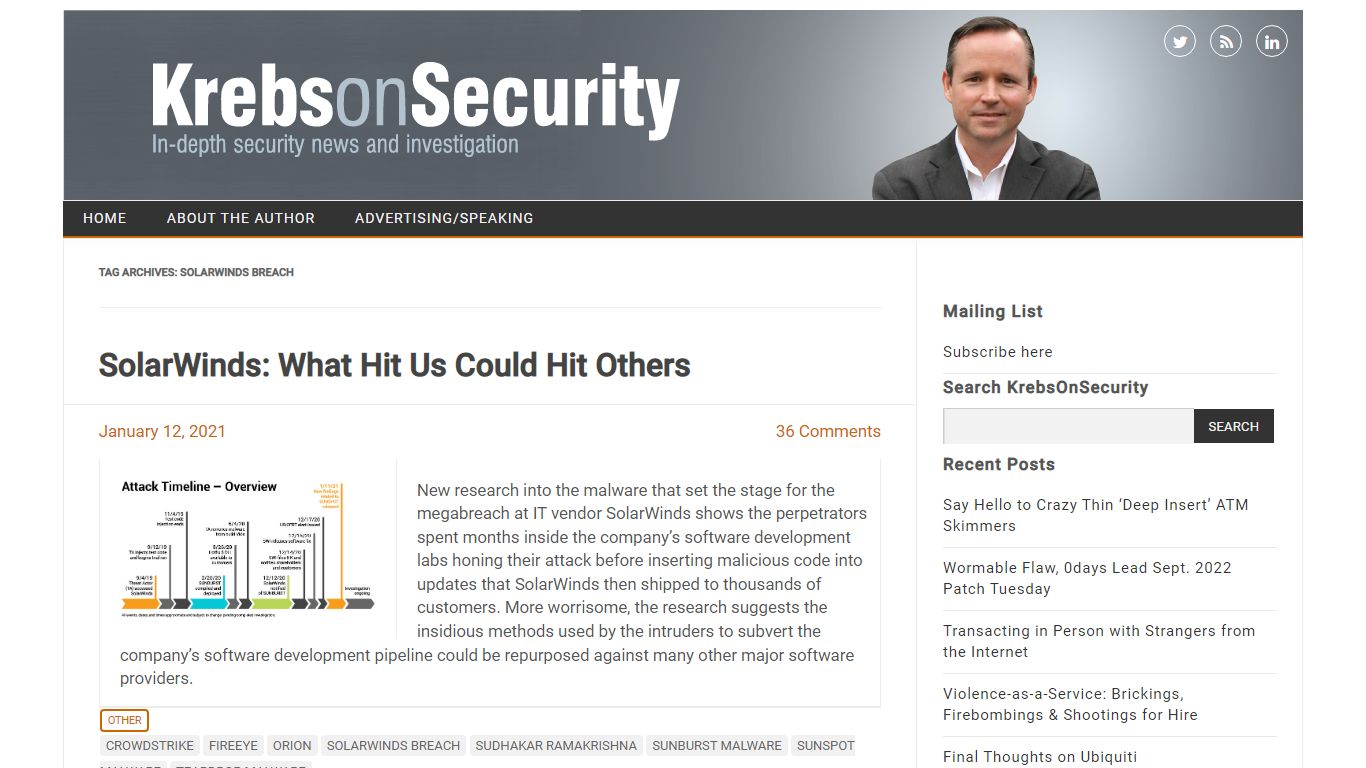 SolarWinds breach – Krebs on Security